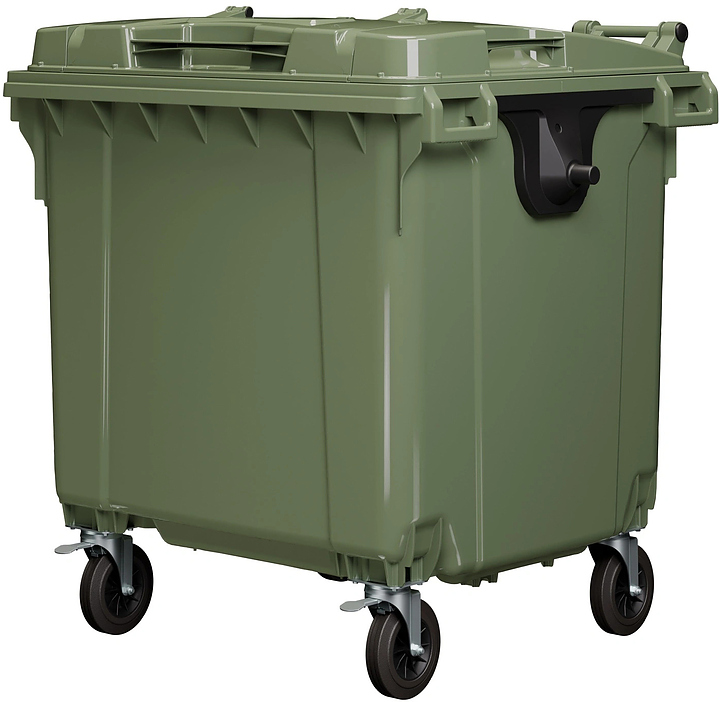 Контейнер для мусора iPlast 22.C19.TL 1100 л крышка TwinLid, зеленый
