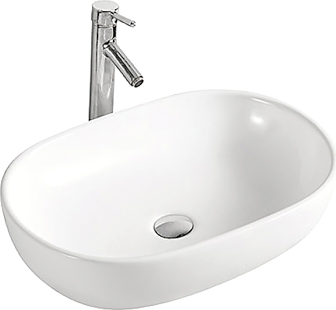 Раковина накладная Mira MR-6040 60х40 см, без отв. под смеситель, керамика