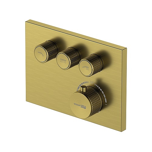 Смеситель для ванны и душа термостатический Wasserkraft Aisch 5500 5558 Thermo золото матовое