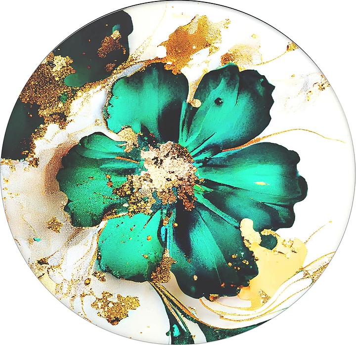 Столешница Sheffilton SHT-TT32 80 (стекло / МДФ) круглая малахотово-зеленый