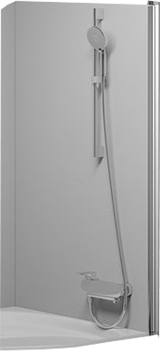 Шторка для ванны Ravak Rosa CVSK1 140/150, распашная, Transparent, профиль блестящий, правая