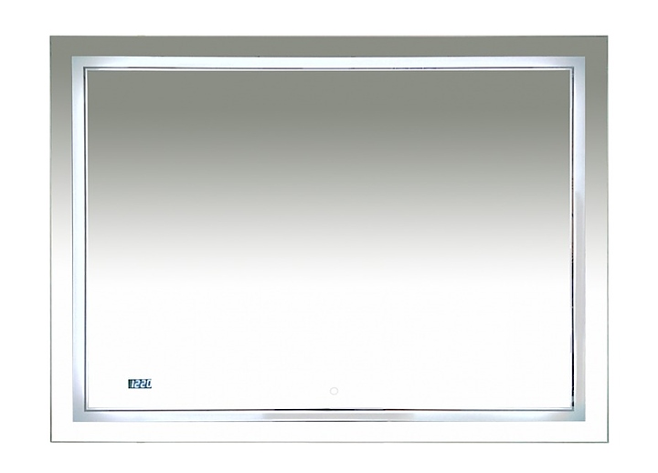 Зеркало Misty Неон 2 LED 1200х80 см с часами, двойной подсветкой и сенсорным выкл. на зеркале