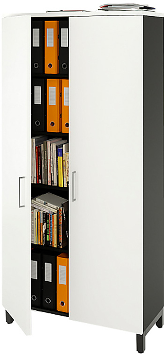 Шкаф для документов ZAMM 5 полок, 2 двери МК 414 90х41,4х190 см фасад белый, корпус черный