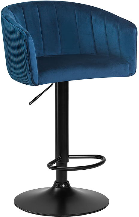 Стул барный DOBRIN 5025 BlackBase-LM DARCY BLACK (синий велюр, черный металл)