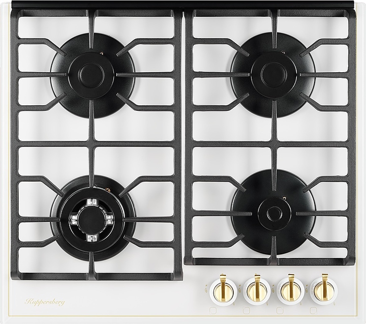 Варочная панель Kuppersberg FQ 602 W газовая, белая с фурнитурой под бронзу