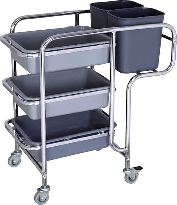 Тележка уборочная P.L. Proff Cuisine 87х43,5х90 см 3 яруса (нерж. сталь / пластик)