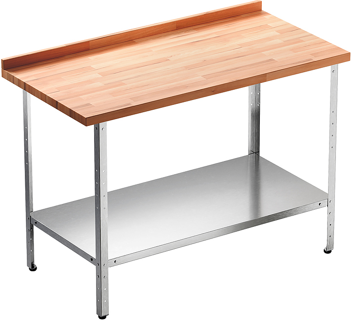 Стол кондитерский Мебель Фронт Профи СКПП 1200x700x860 мм, полка сплошная, с бортом, бук