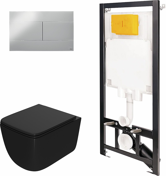 Унитаз подвесной с инсталляцией и панелью смыва OLI 80 ECO 886914SIOO+PN41831BM