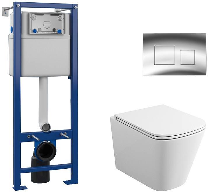 Унитаз подвесной с инсталляцией, клавишей смыва и сиденьем Maretti Umbria UM76KA01552 белый