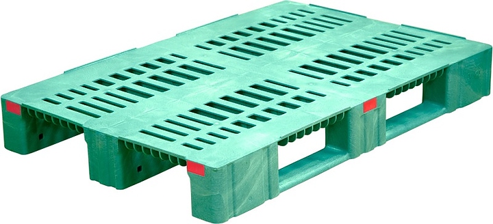 Паллет ТАРА.РУ TR 1208-3-2 1200х800х150 мм (перфорированный на 3 полозьях (версия 2)) усиленный зеленый