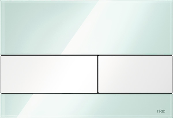 Кнопка смыва TECE TECEsquare 9240803, стекло мятный зеленый, клавиши белые