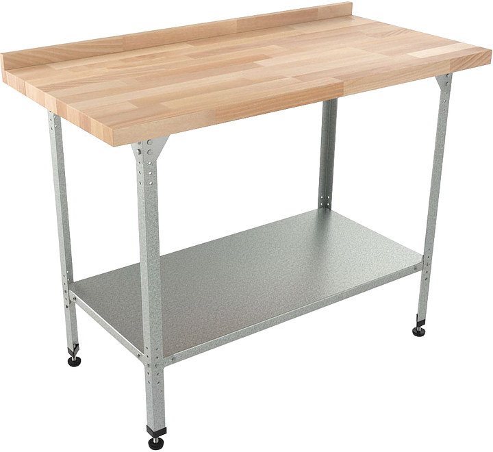 Стол кондитерский Мебель Фронт Бизнес СКБП 1000x600x860 мм, полка сплошная, с бортом, береза