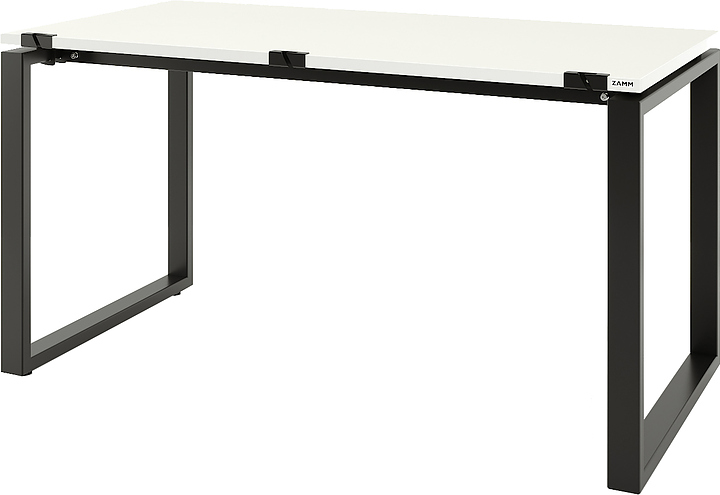 Стол офисный прямой ZAMM Зета 60х30 ТР 1400х700 с пропусками, белый премиум/черный муар