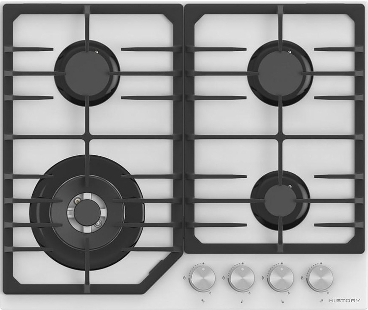 Варочная панель газовая HiSTORY HGG643C FWH белая / стекло
