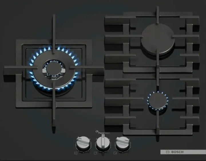 Варочная панель газовая Bosch PPC6A6I40O черное стекло