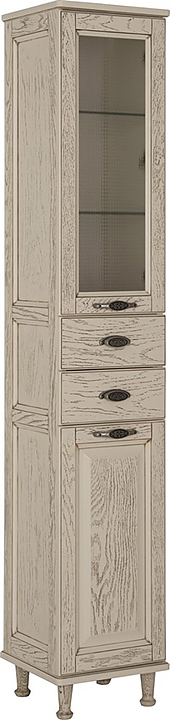 Шкаф-пенал Aquanet Тесса 35 жасмин/сандал, фасад стекло