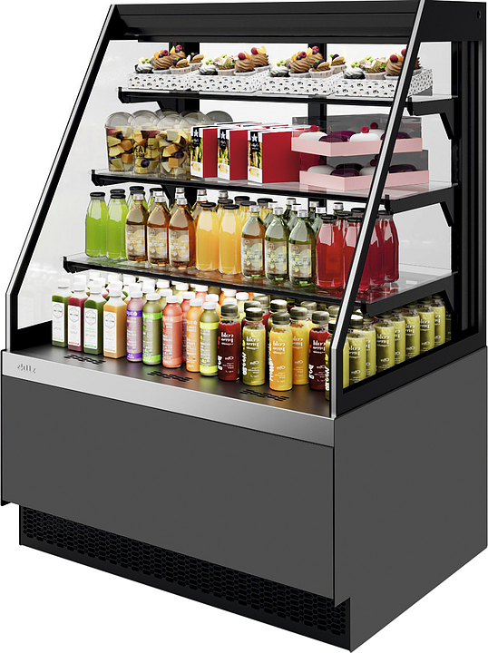 Витрина кондитерская открытая Chilz VETE II KUB OFT 90 серый матовый, шлифованная нержавейка