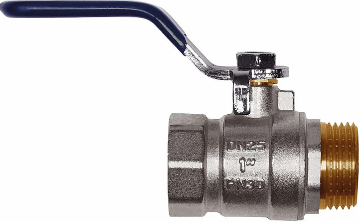Кран шаровой RML RM-L Nickel 1 ВР-НР Ду25 Ру30 (НК 11Б27п1) ручка рычаг, никель