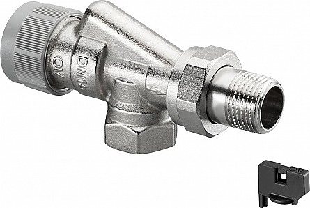 Вентиль термостатический осевой Oventrop AQ 1183264, ДУ 15, PN 10, Rp 1/2" (ВР) - R 1/2" (НР) - М 30х1.5, никелированная латунь, с преднастойкой и балансировкой