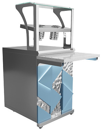 Прилавок для приборов (4 стакана) и подносов Luxstahl ПП (С)-600 Premium Iceberg (Айсберг)