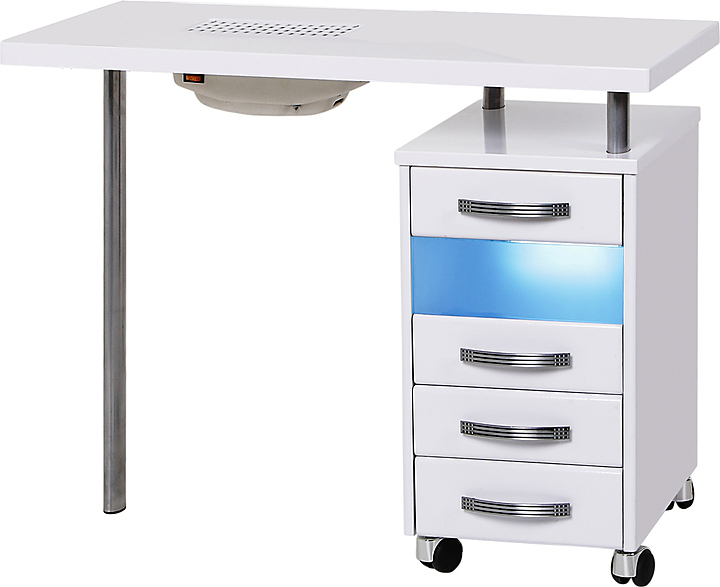 Стол маникюрный Пластэк-Техник одноместный, с 1 тумбой, УФ-блоком и вытяжкой