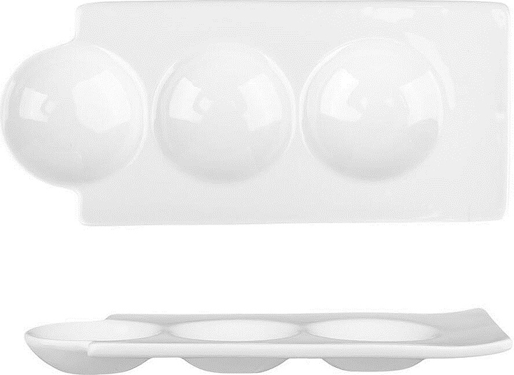 Менажница P.L. Proff Cuisine F0531-9.5 24х10,5 см h=2 см 3 отделения (фарфор) белая