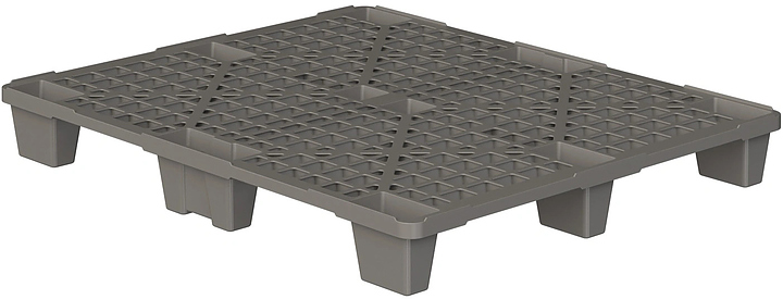 Паллет iPlast 1200x1000x135 мм перфорированный на ножках, с бортиком, серый
