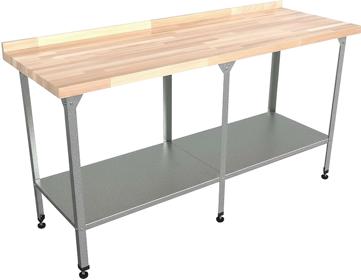 Стол кондитерский Мебель Фронт Бизнес СКБП 1600x700x860 мм, полка сплошная, с бортом, береза