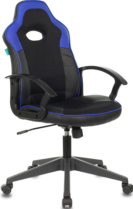 Кресло игровое Бюрократ VIKING-11/BL-BLUE черный/синий искусст.кожа/ткань
