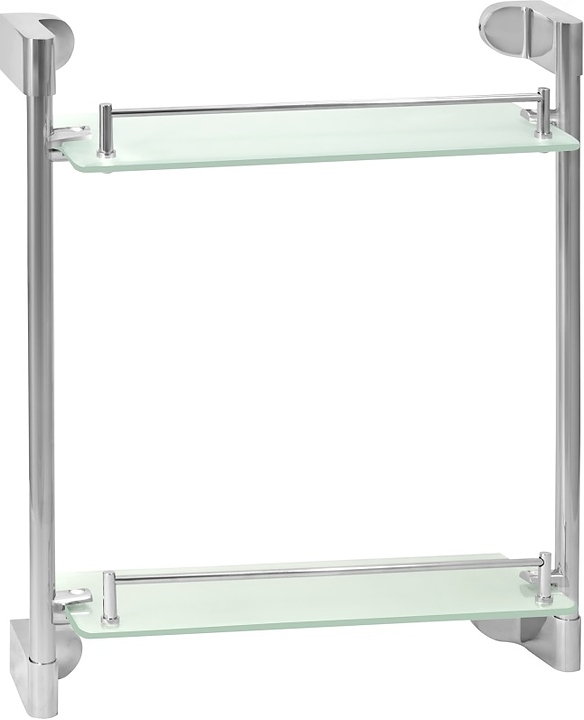 Полка Puff Solinne B-82711-2 Mirror 2-ярусная (силумин / стекло матовое) хром / сатин