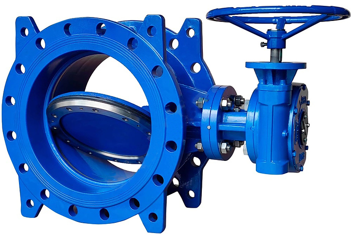 Затвор дисковый поворотный Benarmo 2210RA, ДУ 400, Ру10/16, с двойным эксцентриситетом, фланцевый чугунный, с редуктором