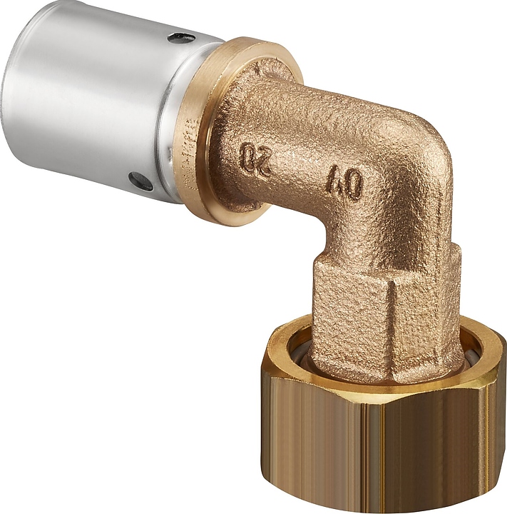 Пресс-угольник с переходом Oventrop Cofit P 1512757, 26х3 мм - G 3/4" (НГ), 90°, бронза