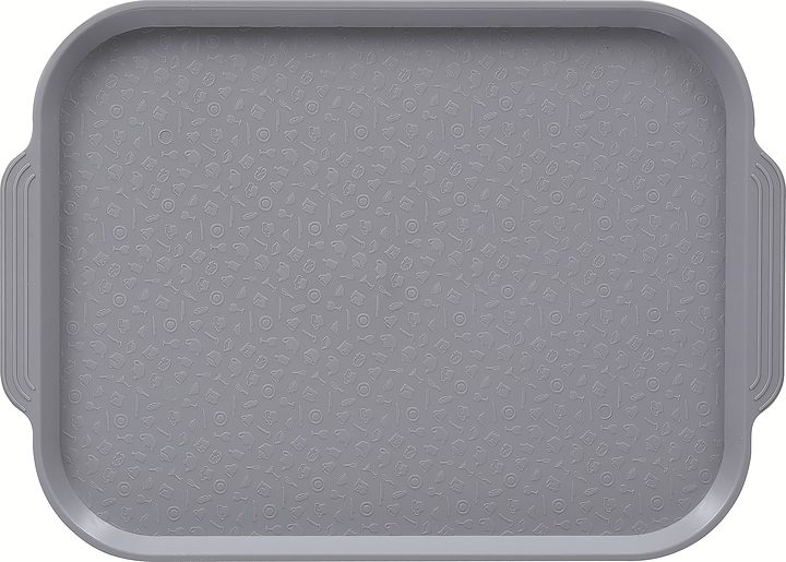 Поднос столовый Клен С 0014 С 450х355 мм (полистирол) с ручками светло-серый