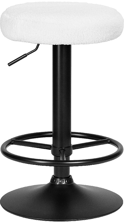 Табурет барный DOBRIN LM-5038 TEDDY BLACK (белый букле)