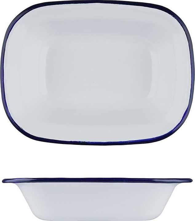 Блюдо сервировочное Sunnex CEP9081 Blue Rim 1000 мл 24,7х18,5 см h=6 см (эмалированная сталь) прямоугольное