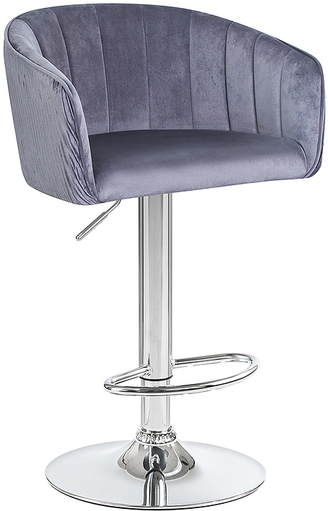 Стул барный DOBRIN 5025-LM DARCY (серый велюр, хром)
