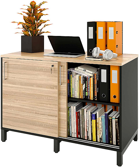 Локер ZAMM 2 полки МК 600 120х60х83,7 см фасад дуб Бардолино, корпус черный