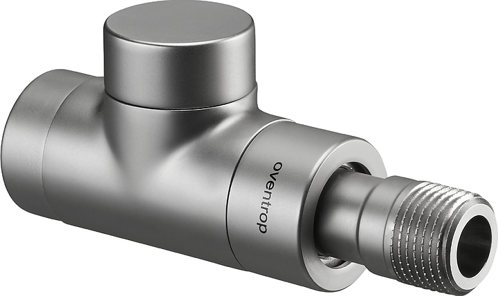 Вентиль запорный прямой Oventrop Combi E 1167082, ДУ 15, PN 10, Rp 1/2" (ВР) - R 1/2" (НР), латунь, матовая сталь