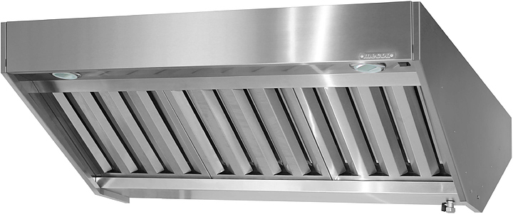 Зонт вытяжной островной Mecon Norma Inox ЗВПн 1500х1600х400 мм (полуоткрытый), с комплектом светильников