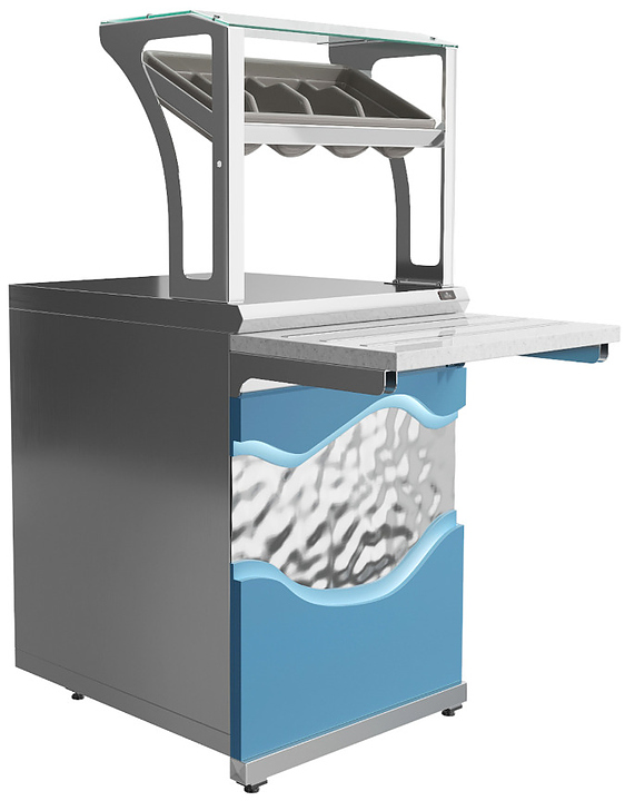 Прилавок для приборов и подносов Luxstahl ПП (С)-600 Premium River (Река)