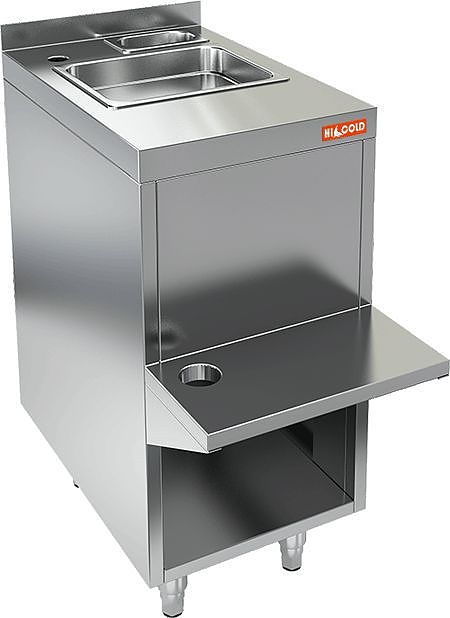 Стол закрытый пристенный HICOLD НБМБП-4/7Б (с полкой под блендер, рукомойником и бортом)