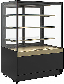 Витрина кондитерская Carboma KC70 VM 1,3-2 Standard без боковин, версия 2.0 открытая (Bronze 9005/0109)