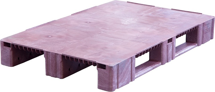 Паллет универсальный ТАРА.РУ TR 1208-1 R 1200х800х150 мм (сплошной на 3 полозьях) бордовый