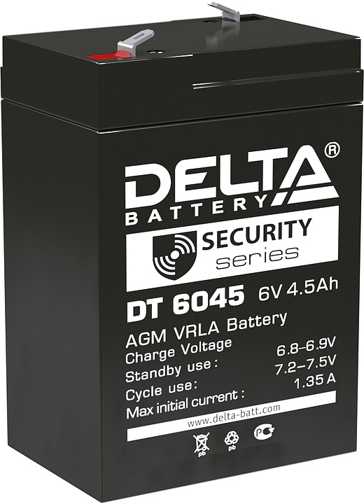 Аккумулятор Delta DT 6045 (6V / 4.5Ah)