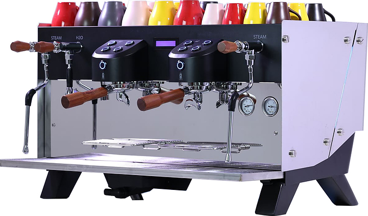 Кофемашина Carimali Glow GL-E2-B&S 2 Gr высокие группы, черная с зеркальной панелью