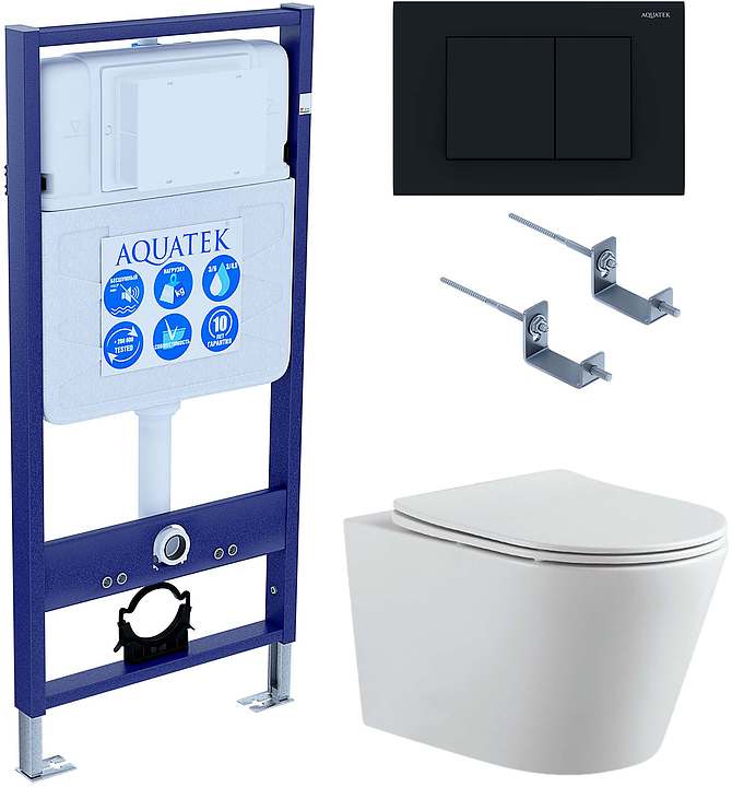 Унитаз подвесной с инсталляцией и сиденьем Aquatek SET ВЕГА-012 4в1