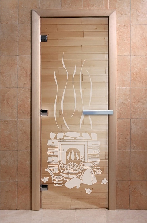 Дверь для хаммама Doorwood Хамам Банька 1900х700 мм левосторонняя (стекло / алюминий) прозрачная