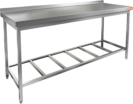 Стол пристенный с бортом и полкой-решеткой HICOLD НСО-17/6БР