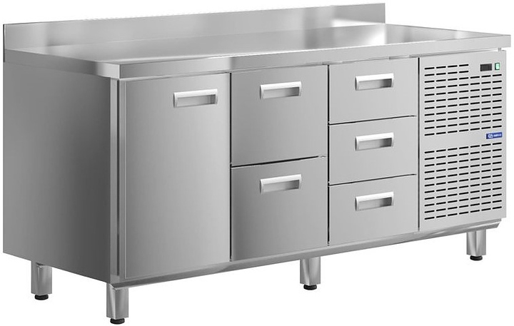 Стол холодильный KAYMAN КСХ-123/70 (1 дверь, 5 ящиков)