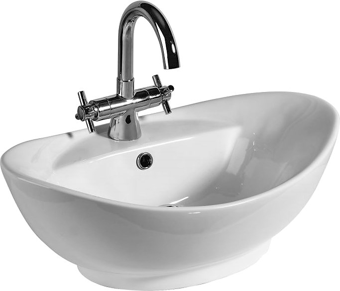 Раковина накладная Mira MR-8001 60х40 см, с отв. под смеситель, с переливом, керамика